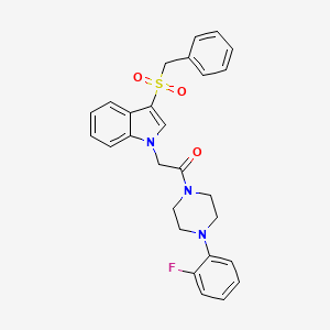 molecular formula C27H26FN3O3S B2737609 1-[4-(2-fluorophenyl)piperazin-1-yl]-2-(3-phenylmethanesulfonyl-1H-indol-1-yl)ethan-1-one CAS No. 898431-00-0