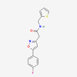 molecular formula C16H13FN2O2S B2737615 2-(5-(4-fluorophenyl)isoxazol-3-yl)-N-(thiophen-2-ylmethyl)acetamide CAS No. 953227-17-3