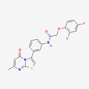 molecular formula C21H15F2N3O3S B2737620 2-(2,4-difluorophenoxy)-N-(3-(7-methyl-5-oxo-5H-thiazolo[3,2-a]pyrimidin-3-yl)phenyl)acetamide CAS No. 1021116-56-2