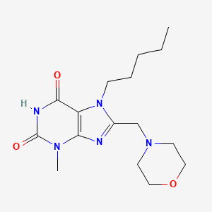 molecular formula C16H25N5O3 B2737639 3-Methyl-8-(morpholin-4-ylmethyl)-7-pentylpurine-2,6-dione CAS No. 847407-55-0
