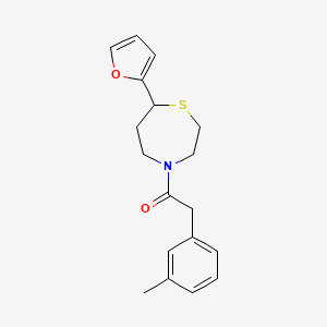 molecular formula C18H21NO2S B2737647 1-(7-(呋喃-2-基)-1,4-噻杂辛-4-基)-2-(间甲苯基)乙酮 CAS No. 1790202-84-4
