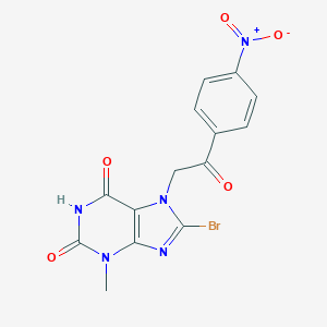 molecular formula C14H10BrN5O5 B273765 8-bromo-7-(2-{4-nitrophenyl}-2-oxoethyl)-3-methyl-3,7-dihydro-1H-purine-2,6-dione 