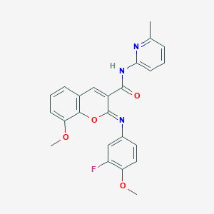 molecular formula C24H20FN3O4 B2737656 (2Z)-2-[(3-fluoro-4-methoxyphenyl)imino]-8-methoxy-N-(6-methylpyridin-2-yl)-2H-chromene-3-carboxamide CAS No. 1327171-10-7