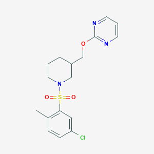 B2737665 2-[[1-(5-Chloro-2-methylphenyl)sulfonylpiperidin-3-yl]methoxy]pyrimidine CAS No. 2379975-86-5