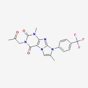 molecular formula C19H16F3N5O3 B2737668 4,7-Dimethyl-2-(2-oxopropyl)-6-[4-(trifluoromethyl)phenyl]purino[7,8-a]imidazole-1,3-dione CAS No. 878730-49-5