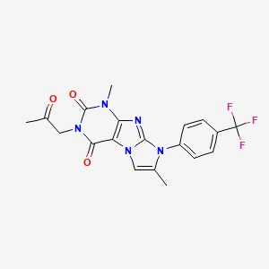 molecular formula C19H16F3N5O3 B2737668 1,7-dimethyl-3-(2-oxopropyl)-8-[4-(trifluoromethyl)phenyl]-1H,2H,3H,4H,8H-imidazo[1,2-g]purine-2,4-dione CAS No. 878730-49-5