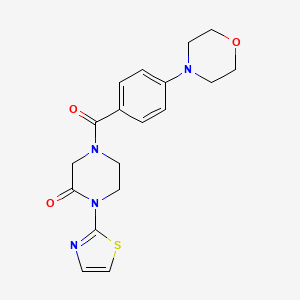 molecular formula C18H20N4O3S B2737674 4-(4-吗啉基苯甲酰)-1-(噻唑-2-基)哌嗪-2-酮 CAS No. 2320215-50-5