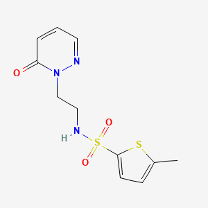 molecular formula C11H13N3O3S2 B2737690 5-methyl-N-(2-(6-oxopyridazin-1(6H)-yl)ethyl)thiophene-2-sulfonamide CAS No. 1049530-58-6