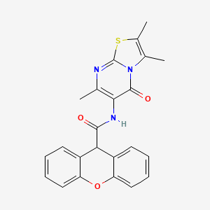 molecular formula C23H19N3O3S B2737696 N-(2,3,7-三甲基-5-氧代-5H-噻唑并[3,2-a]嘧啶-6-基)-9H-黄色素-9-甲酸 CAS No. 1021074-13-4