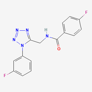 molecular formula C15H11F2N5O B2737697 4-fluoro-N-((1-(3-fluorophenyl)-1H-tetrazol-5-yl)methyl)benzamide CAS No. 921075-75-4