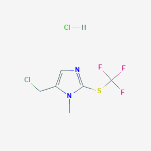 molecular formula C6H7Cl2F3N2S B2737702 5-(chloromethyl)-1-methyl-2-[(trifluoromethyl)sulfanyl]-1H-imidazole hydrochloride CAS No. 1955530-82-1
