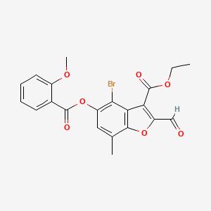 molecular formula C21H17BrO7 B2737708 ETHYL 4-BROMO-2-FORMYL-5-(2-METHOXYBENZOYLOXY)-7-METHYL-1-BENZOFURAN-3-CARBOXYLATE CAS No. 324538-82-1