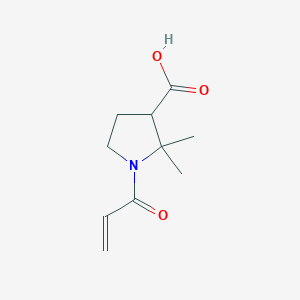 molecular formula C10H15NO3 B2737714 2,2-Dimethyl-1-prop-2-enoylpyrrolidine-3-carboxylic acid CAS No. 2305325-88-4