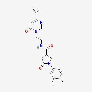N-(2-(4-cyclopropyl-6-oxopyrimidin-1(6H)-yl)ethyl)-1-(3,4-dimethylphenyl)-5-oxopyrrolidine-3-carboxamide