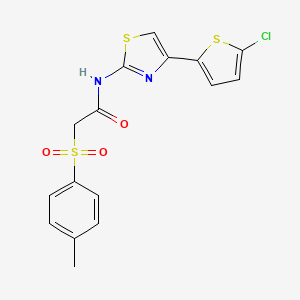 molecular formula C16H13ClN2O3S3 B2737739 N-(4-(5-氯硫代苯-2-基)噻唑-2-基)-2-对甲苯基乙酰胺 CAS No. 895444-59-4