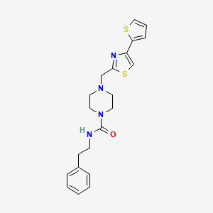molecular formula C21H24N4OS2 B2737741 N-苯乙基-4-((4-(噻吩-2-基)噻唑-2-基)甲基)哌嗪-1-甲酰胺 CAS No. 1169966-80-6
