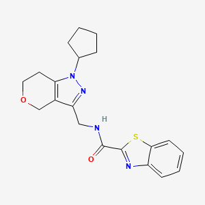 molecular formula C20H22N4O2S B2737759 N-((1-环戊基-1,4,6,7-四氢吡喃[4,3-c]吡唑-3-基甲基)苯并[d]噻唑-2-基)甲酰胺 CAS No. 1795475-94-3