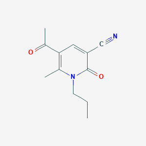 molecular formula C12H14N2O2 B2737766 5-Acetyl-6-methyl-2-oxo-1-propyl-1,2-dihydro-3-pyridinecarbonitrile CAS No. 303146-34-1