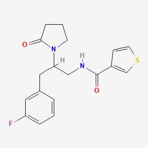 molecular formula C18H19FN2O2S B2737783 N-(3-(3-fluorophenyl)-2-(2-oxopyrrolidin-1-yl)propyl)thiophene-3-carboxamide CAS No. 1421514-66-0