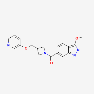 molecular formula C19H20N4O3 B2737793 (3-Methoxy-2-methylindazol-6-yl)-[3-(pyridin-3-yloxymethyl)azetidin-1-yl]methanone CAS No. 2379994-53-1