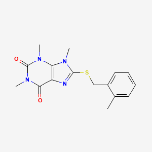 molecular formula C16H18N4O2S B2737794 1,3,9-trimethyl-8-{[(2-methylphenyl)methyl]sulfanyl}-2,3,6,9-tetrahydro-1H-purine-2,6-dione CAS No. 897453-99-5