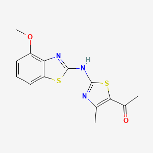 molecular formula C14H13N3O2S2 B2737798 1-{2-[(4-methoxy-1,3-benzothiazol-2-yl)amino]-4-methyl-1,3-thiazol-5-yl}ethan-1-one CAS No. 862974-02-5