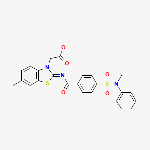 molecular formula C25H23N3O5S2 B2737799 (Z)-甲酸甲酯2-(6-甲基-2-((4-(N-甲基-N-苯基磺酰)苯甲酰)亚胺)苯并[d]噻唑-3(2H)-基)乙酸酯 CAS No. 865197-41-7
