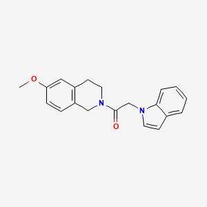 molecular formula C20H20N2O2 B2737802 2-(1H-吲哚-1-基)-1-(6-甲氧基-3,4-二氢异喹啉-2(1H)-基)乙酮 CAS No. 1207039-58-4