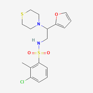 molecular formula C17H21ClN2O3S2 B2737807 3-氯-N-(2-(呋喃-2-基)-2-硫代吗啉基乙基)-2-甲基苯基磺酰胺 CAS No. 2034572-56-8