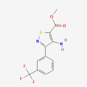 molecular formula C12H9F3N2O2S B2737818 Methyl 4-amino-3-[3-(trifluoromethyl)phenyl]-1,2-thiazole-5-carboxylate CAS No. 82424-65-5