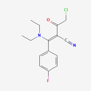 molecular formula C15H16ClFN2O B2737821 4-Chloro-2-[(diethylamino)(4-fluorophenyl)methylidene]-3-oxobutanenitrile CAS No. 743440-17-7