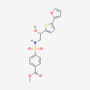 molecular formula C18H17NO6S2 B2737827 Methyl 4-({2-[5-(furan-2-yl)thiophen-2-yl]-2-hydroxyethyl}sulfamoyl)benzoate CAS No. 2310145-23-2