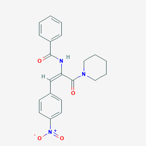 molecular formula C21H21N3O4 B273783 N-[2-{4-nitrophenyl}-1-(1-piperidinylcarbonyl)vinyl]benzamide 