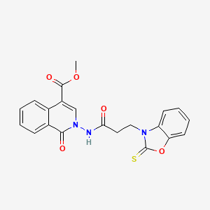 molecular formula C21H17N3O5S B2737835 甲基1-氧代-2-[3-(2-硫代-1,3-苯并噁唑-3-基)丙酰氨基]异喹啉-4-甲酸酯 CAS No. 685869-13-0