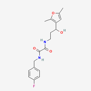 molecular formula C18H21FN2O4 B2737840 N1-(3-(2,5-二甲基呋喃-3-基)-3-羟基丙基)-N2-(4-氟苄基)草酰胺 CAS No. 1421528-88-2