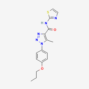 molecular formula C16H17N5O2S B2737842 5-methyl-1-(4-propoxyphenyl)-N-(thiazol-2-yl)-1H-1,2,3-triazole-4-carboxamide CAS No. 950248-17-6