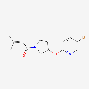 molecular formula C14H17BrN2O2 B2737843 1-(3-((5-Bromopyridin-2-yl)oxy)pyrrolidin-1-yl)-3-methylbut-2-en-1-one CAS No. 1903922-69-9