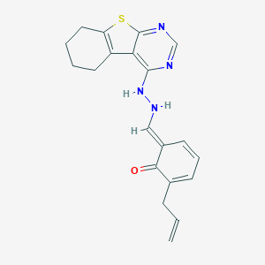 molecular formula C20H20N4OS B273785 (6E)-2-prop-2-enyl-6-[[2-(5,6,7,8-tetrahydro-[1]benzothiolo[2,3-d]pyrimidin-4-yl)hydrazinyl]methylidene]cyclohexa-2,4-dien-1-one 