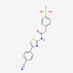 molecular formula C19H15N3O3S2 B2737862 N-(4-(4-氰苯基)噻唑-2-基)-2-(4-(甲磺酰)苯基)乙酰胺 CAS No. 942008-32-4