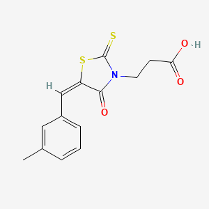 molecular formula C14H13NO3S2 B2737865 3-[(5E)-5-[(3-methylphenyl)methylidene]-4-oxo-2-sulfanylidene-1,3-thiazolidin-3-yl]propanoic acid CAS No. 380593-18-0