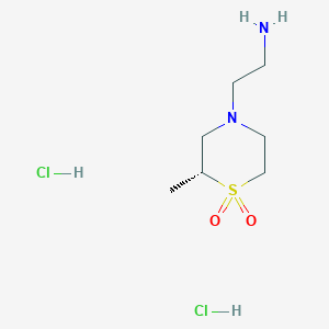 molecular formula C7H18Cl2N2O2S B2737873 2-[(2R)-2-Methyl-1,1-dioxo-1,4-thiazinan-4-yl]ethanamine;dihydrochloride CAS No. 2567488-97-3