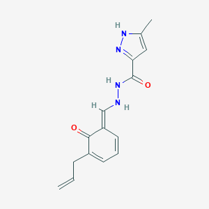 molecular formula C15H16N4O2 B273788 5-methyl-N'-[(E)-(6-oxo-5-prop-2-enylcyclohexa-2,4-dien-1-ylidene)methyl]-1H-pyrazole-3-carbohydrazide 