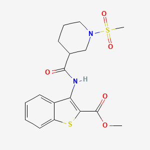 molecular formula C17H20N2O5S2 B2737902 Methyl 3-(1-(methylsulfonyl)piperidine-3-carboxamido)benzo[b]thiophene-2-carboxylate CAS No. 1060166-43-9