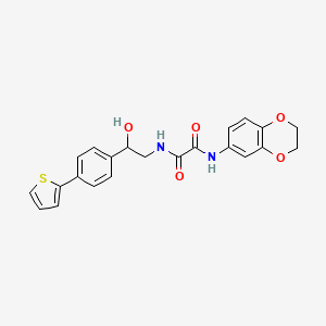 molecular formula C22H20N2O5S B2737903 N-(2,3-dihydro-1,4-benzodioxin-6-yl)-N'-{2-hydroxy-2-[4-(thiophen-2-yl)phenyl]ethyl}ethanediamide CAS No. 2380186-18-3