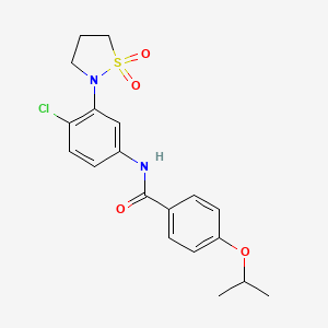 molecular formula C19H21ClN2O4S B2737907 N-(4-chloro-3-(1,1-dioxidoisothiazolidin-2-yl)phenyl)-4-isopropoxybenzamide CAS No. 946216-64-4