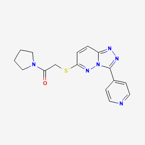 molecular formula C16H16N6OS B2737909 2-[(3-Pyridin-4-yl-[1,2,4]triazolo[4,3-b]pyridazin-6-yl)sulfanyl]-1-pyrrolidin-1-ylethanone CAS No. 868969-47-5