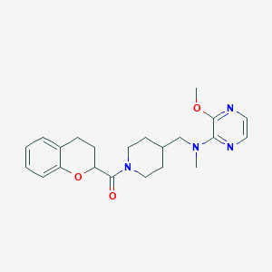 molecular formula C22H28N4O3 B2737916 3,4-Dihydro-2H-chromen-2-yl-[4-[[(3-methoxypyrazin-2-yl)-methylamino]methyl]piperidin-1-yl]methanone CAS No. 2380144-76-1