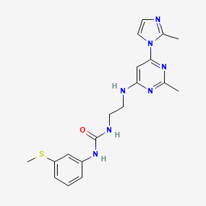 molecular formula C19H23N7OS B2737939 1-(2-((2-甲基-6-(2-甲基-1H-咪唑-1-基)嘧啶-4-基)氨基)乙基)-3-(3-(甲硫基)苯基)脲 CAS No. 1170160-44-7