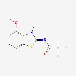 molecular formula C15H20N2O2S B2737945 (Z)-N-(4-甲氧基-3,7-二甲基苯并[d]噻唑-2(3H)-基亚甲基)戊酰胺 CAS No. 868370-34-7