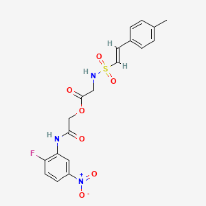 molecular formula C19H18FN3O7S B2737988 [2-(2-fluoro-5-nitroanilino)-2-oxoethyl] 2-[[(E)-2-(4-methylphenyl)ethenyl]sulfonylamino]acetate CAS No. 878112-44-8
